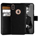 For Apple iPhone Xs/X case Wallet Faux Leather Strong Magnetic Closure Black