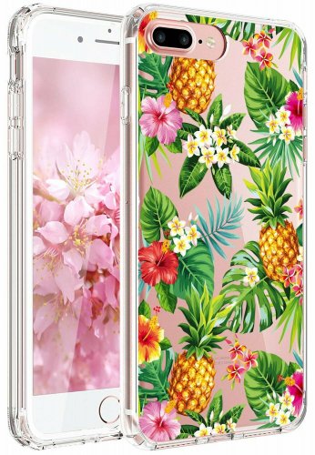 For iPhone 7/8 case Clear Soft Slim Flexible Silicone Design Pineapple Flower