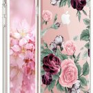 For iPhone 7/8 case Clear Soft Slim Flexible Silicone Design Pink Purple Flower