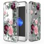 For iPhone 7/8 case Clear Soft Slim Flexible Silicone Design Pink Purple Flower