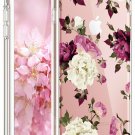 For iPhone 7/8 case Clear Soft Slim Flexible Silicone Design Purple White Flower