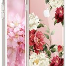 For iPhone 7/8 case Clear Soft Slim Flexible Silicone Design Red White Flower