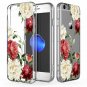 For iPhone 7/8 case Clear Soft Slim Flexible Silicone Design Red White Flower