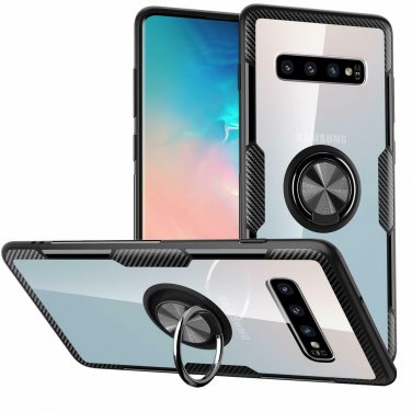 Galaxy S10 Case Crystal Clear Carbon Fiber Design Armor Protective Frame