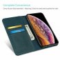 For iPhone Xs Max Case Genuine Leather Vintage Wallet Card Holder Flip Teal