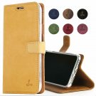 iPhone 7 Case, Snakehive Genuine Leather Wallet with Viewing Stand Honey Gold