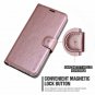 For Galaxy J3 2017 Case Leather Wallet Protective Kickstand Card Slots Rose Gold