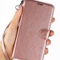 For Galaxy J3 2017 Case Leather Wallet Protective Kickstand Card Slots Rose Gold