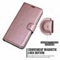 For Galaxy J3 2017 Case Leather Wallet Protective Kickstand Card Slots Rose Gold