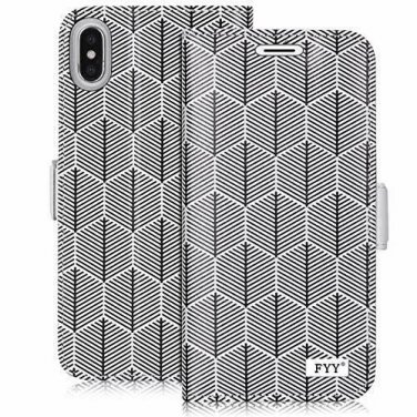 For iPhone Xs Max Case Premium Leather Handmade Flip Folio Wallet Magnetic Grey