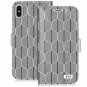 For iPhone Xs Max Case Premium Leather Handmade Flip Folio Wallet Magnetic Grey