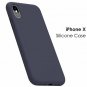 iPhone X/Xs Case Liquid Silicone Screen Protector Shockproof Dark Blue