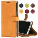 For iPhone XS/X Case Luxury Genuine Leather Wallet Viewing Card Slots Orange