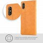 For iPhone XS/X Case Luxury Genuine Leather Wallet Viewing Card Slots Orange