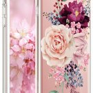 For iPhone 7/8 case Clear Soft Slim Flexible Silicone Design Pink Rose Flowe