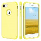 For iPhone 8/7 Plus Hard PC Soft Silicone Hybrid Coated FullBody Jelly Yellow