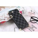 For iPhone 7Plus 8Plus Case Elegant Luxury Leather Checker Pattern Grey Checker