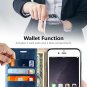 For iPhone 8 Plus Wallet Case Cowhide Leather Card Holder Slots Kickstand Blue