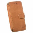 For iPhone XR Case Cowhide Leather Wallet Wireless Charging Compatible Tan