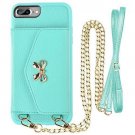 For iPhone 7/8 Plus Case Leather Crossbody Phone Shockproof Card Holder Green