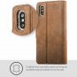 For iPhone Xs Max Case Luxury Genuine Leather Wallet Viewing Card Slots Brown