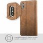 For iPhone Xs Max Case Luxury Genuine Leather Wallet Viewing Card Slots Brown