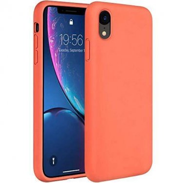 iPhone XR Case Liquid Silicon Gel Rubber Full Body Protection Shockproof Coral