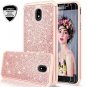 For Samsung Galaxy J7 2018 Case Luxury Glitter Tempered Glass Hybrid Heavy Rose