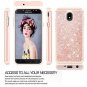 For Samsung Galaxy J7 2018 Case Luxury Glitter Tempered Glass Hybrid Heavy Rose