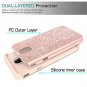 For Samsung Galaxy J7 2018 Case Luxury Glitter Tempered Glass Hybrid Heavy Rose