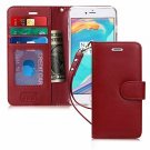 For Apple iPhone 6s/6 Plus Wallet Case Luxury Genuine Leather Card Slots Red