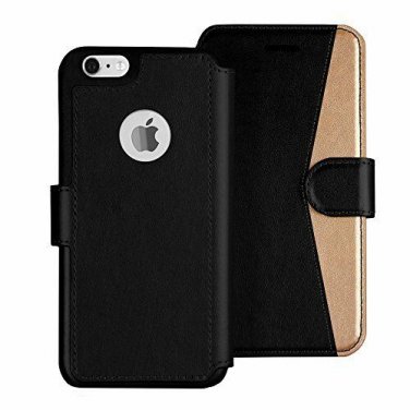 For Apple iPhone 6s/6 Wallet Case Durable Slim Lightweight Strong Black Gold