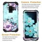 Samsung Galaxy S9 Case Floral Three Layer Heavy Duty Shockproof Blue Flower