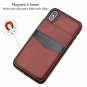 iPhone Xs Max Case Wallet Premium Leather AntiScratch Credit Card Slots Brown
