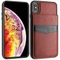 iPhone Xs Max Case Wallet Premium Leather AntiScratch Credit Card Slots Brown