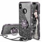 For iPhone Xs Max Case for Girl Women Cute Glitter Bling Diamond Mauve Black