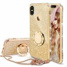For iPhone Xs Max Case Girl Women Cute Glitter Bling Diamond Rhinestone Gold