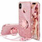 For iPhone Xs Max Case Girl Women Cute Glitter Bling Diamond Rhinestone Pink
