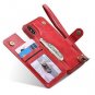 iPhone Xs Max Wallet Case Detachable Neck Strap & Wrist Lanyard PU Leather Wine