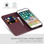 For iPhone 7/8 Plus Case Genuine Leather Wallet Credit Card Magnetic Wine Red