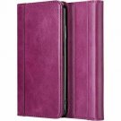 For iPhone Xs Max Case Genuine Leather Vintage Wallet Card Holder Flip Burgundy