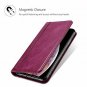 For iPhone Xs Max Case Genuine Leather Vintage Wallet Card Holder Flip Burgundy