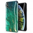 For iPhone Xs MAX Case Slim Thin Glossy Soft TPU Rubber Gel Silicone Green/Gold