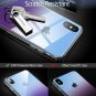 For iPhone Xs Max Tempered Glass Soft Silicone Bumper Shock Absorption Purple