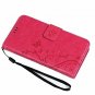 For Samsung Galaxy S6 Case Wallet Leather Hand Strap 3D Cute Elephant Hot Pink
