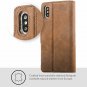 For iPhone XS/X Case Luxury Genuine Leather Wallet Viewing Card Slots Brown