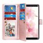 For Galaxy Note 8 Wallet Case PU Leather Card Holder with Slot Wrist Strap Rose