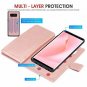 For Galaxy Note 8 Wallet Case PU Leather Card Holder with Slot Wrist Strap Rose