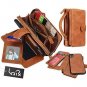 iPhone Xs Max Case Premium Leather Wallet Multi-Functional Handbag Strap Brown