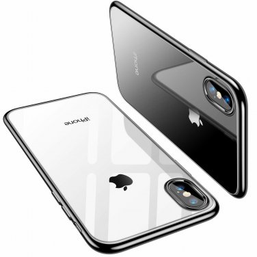For iPhone Xs Max Case Soft TPU Thin Cover with Electroplated Edge Slim Black